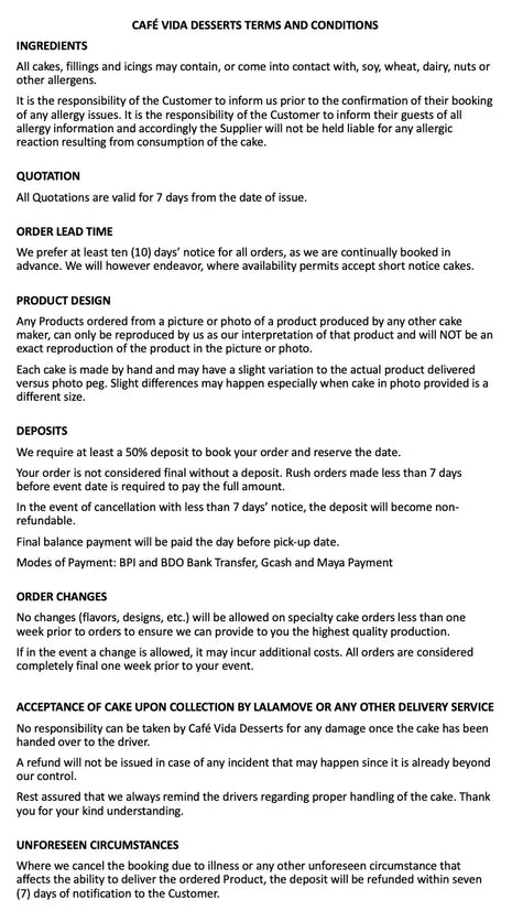 cake terms and conditions