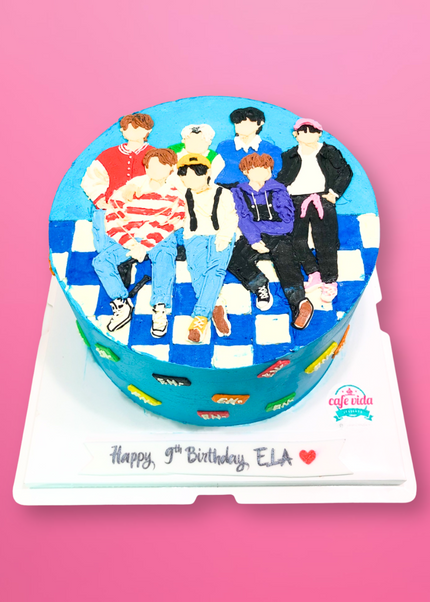 BTS Buttercream Drawn Cake