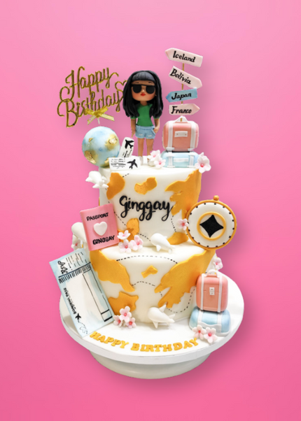 2-Tier Travel and Luxury Birthday Cake