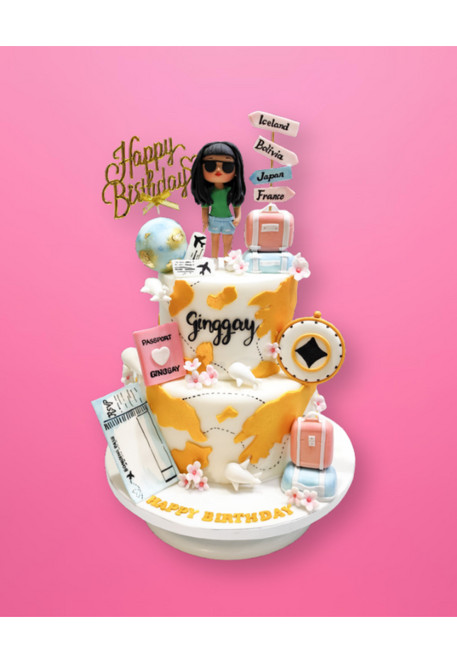 2-Tier Travel and Luxury Birthday Cake