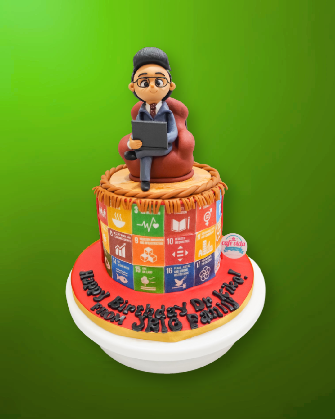 Working Class Cake Work Celebration Fondant Cake – Cafe Vida Custom Cakes